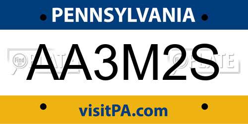 AA3M2S Pennsylvania License Plate
