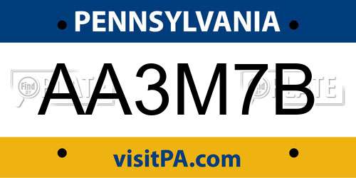 AA3M7B Pennsylvania License Plate