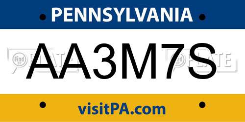 AA3M7S Pennsylvania License Plate