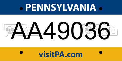 AA49036 Pennsylvania License Plate