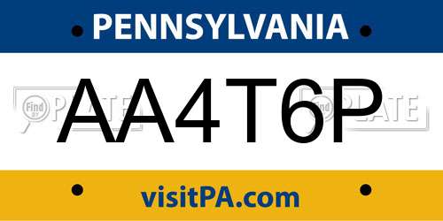 AA4T6P Pennsylvania License Plate