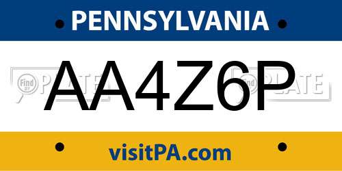 AA4Z6P Pennsylvania License Plate