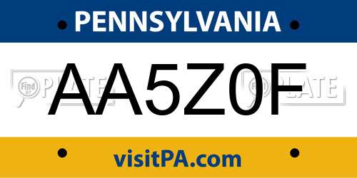 AA5Z0F Pennsylvania License Plate