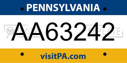 AA63242 Pennsylvania License Plate