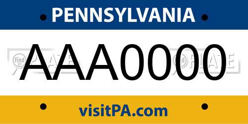 AAA0000 Pennsylvania License Plate