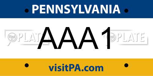 AAA1 Pennsylvania License Plate