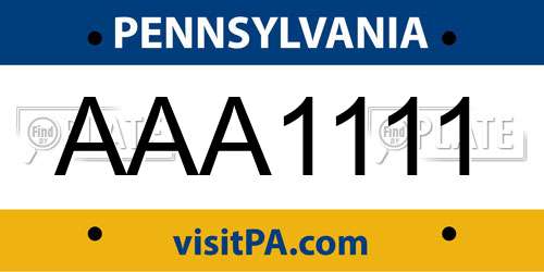 AAA1111 Pennsylvania License Plate