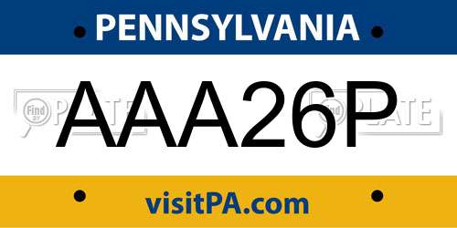 AAA26P Pennsylvania License Plate