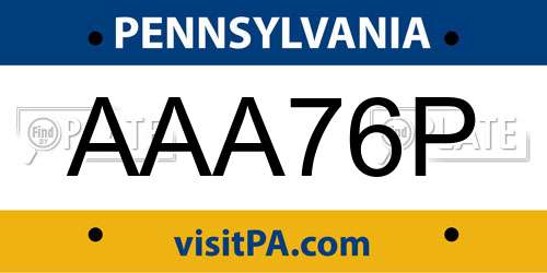 AAA76P Pennsylvania License Plate
