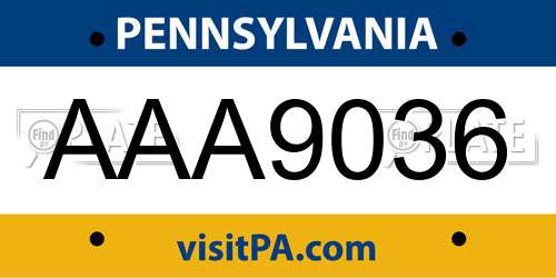 AAA9036 Pennsylvania License Plate