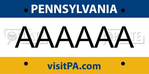 AAAAAA Pennsylvania License Plate