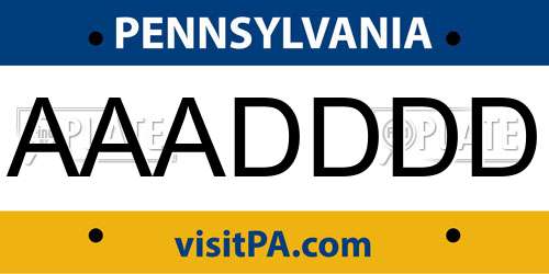 AAADDDD Pennsylvania License Plate