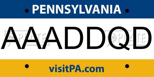 AAADDQD Pennsylvania License Plate