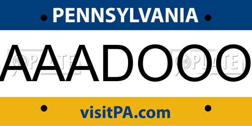 AAADOOO Pennsylvania License Plate