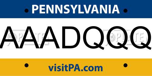AAADQQQ Pennsylvania License Plate