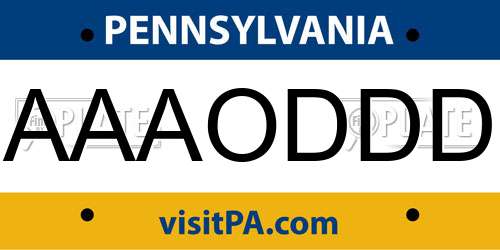 AAAODDD Pennsylvania License Plate