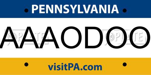 AAAODOO Pennsylvania License Plate