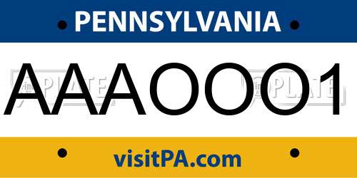 AAAOOO1 Pennsylvania License Plate