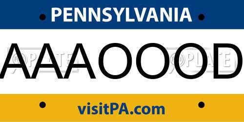 AAAOOOD Pennsylvania License Plate