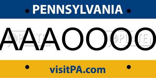 AAAOOOO Pennsylvania License Plate