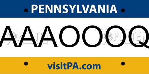 AAAOOOQ Pennsylvania License Plate
