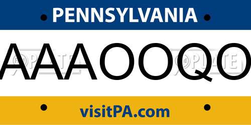 AAAOOQO Pennsylvania License Plate