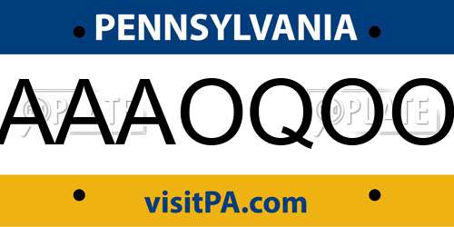 AAAOQOO Pennsylvania License Plate