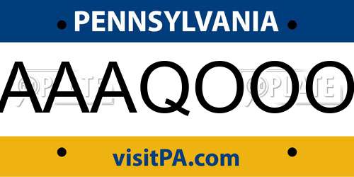 AAAQOOO Pennsylvania License Plate