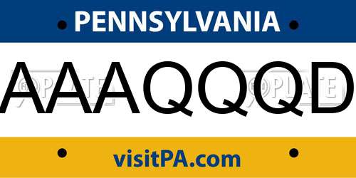 AAAQQQD Pennsylvania License Plate