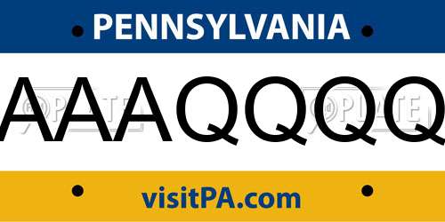 AAAQQQQ Pennsylvania License Plate