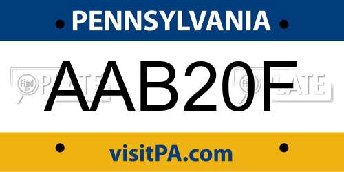 AAB20F Pennsylvania License Plate