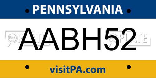 AABH52 Pennsylvania License Plate