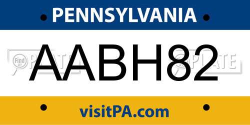 AABH82 Pennsylvania License Plate