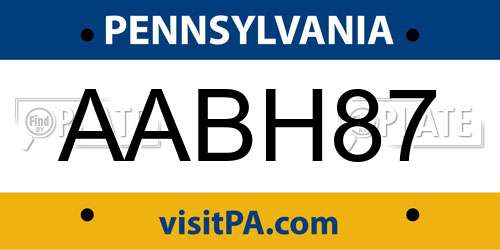 AABH87 Pennsylvania License Plate