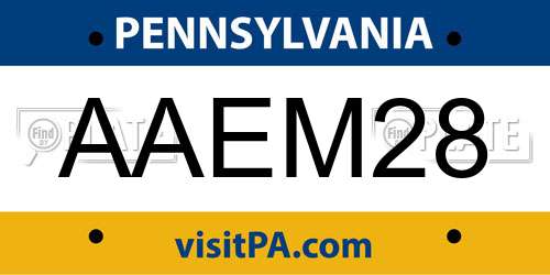 AAEM28 Pennsylvania License Plate
