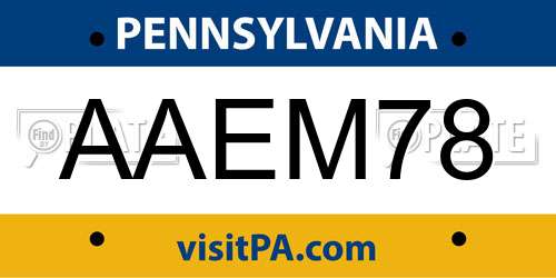 AAEM78 Pennsylvania License Plate