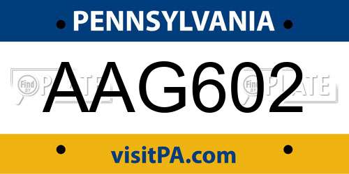 AAG602 Pennsylvania License Plate