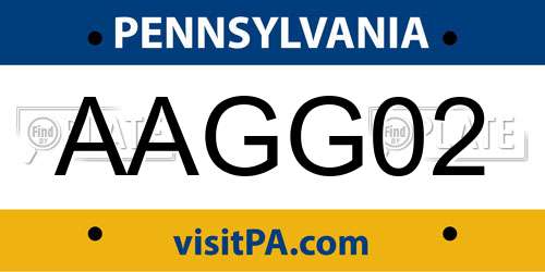AAGG02 Pennsylvania License Plate