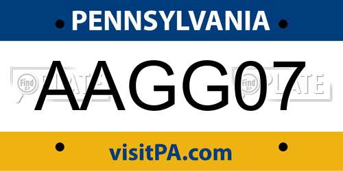 AAGG07 Pennsylvania License Plate