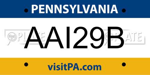 AAI29B Pennsylvania License Plate