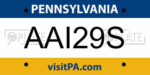 AAI29S Pennsylvania License Plate