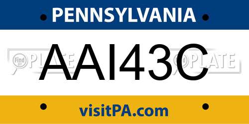 AAI43C Pennsylvania License Plate