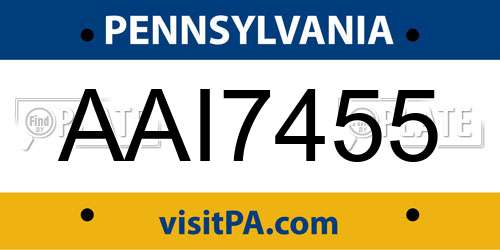 AAI7455 Pennsylvania License Plate