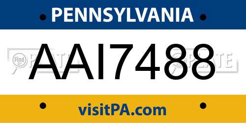 AAI7488 Pennsylvania License Plate