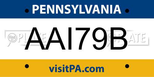 AAI79B Pennsylvania License Plate