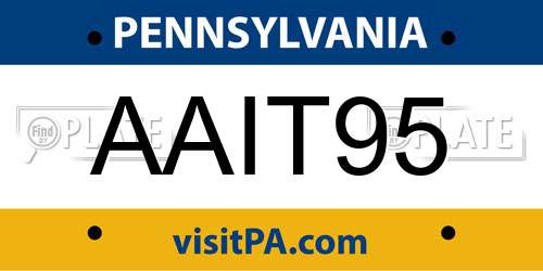 AAIT95 Pennsylvania License Plate
