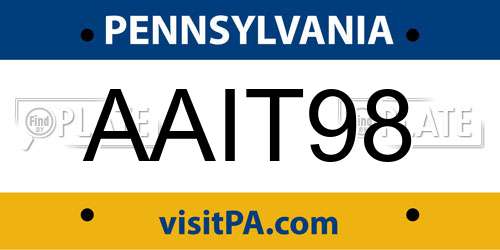 AAIT98 Pennsylvania License Plate