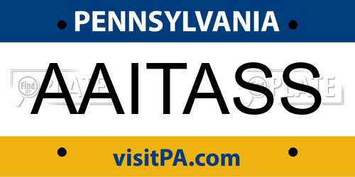 AAITASS Pennsylvania License Plate