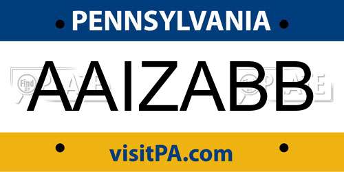AAIZABB Pennsylvania License Plate