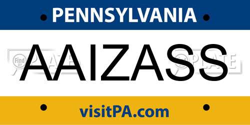 AAIZASS Pennsylvania License Plate